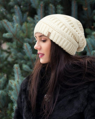FURTALK Winter Knit Slouchy Beanie Hat Warm Skull Ski Cap