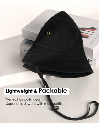 Bucket Hats for Women Washed Cotton Packable Summer Beach Sun Hats