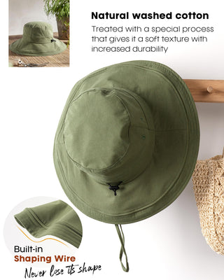 Sun Hats for Women Breathable Cotton Summer Hat with Fold-Up Brim