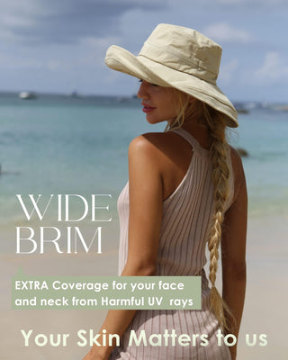 Sun Hats for Women Breathable Cotton Summer Hat with Fold-Up Brim