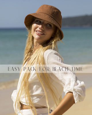 Bucket Hats for Women Washed Cotton Packable Summer Beach Sun Hats